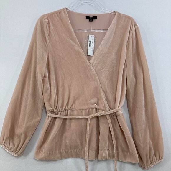 J. Crew Tops - New J.Crew Pink Cream Faux-wrap Top In Drapey Velvet Size 12 Preppy Feminine